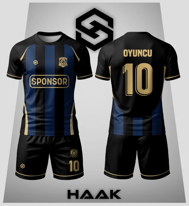 Siyah Mavi Çubuklu Forma - HK0079F