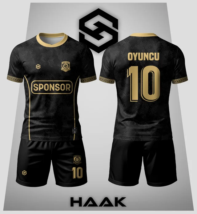 Altın Detaylı Siyah Forma - HK0054F
