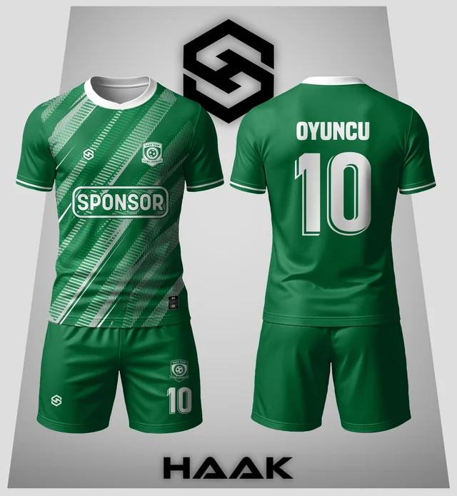 Zümrüt Yeşil Fırça Çizgili Forma - HK0033F