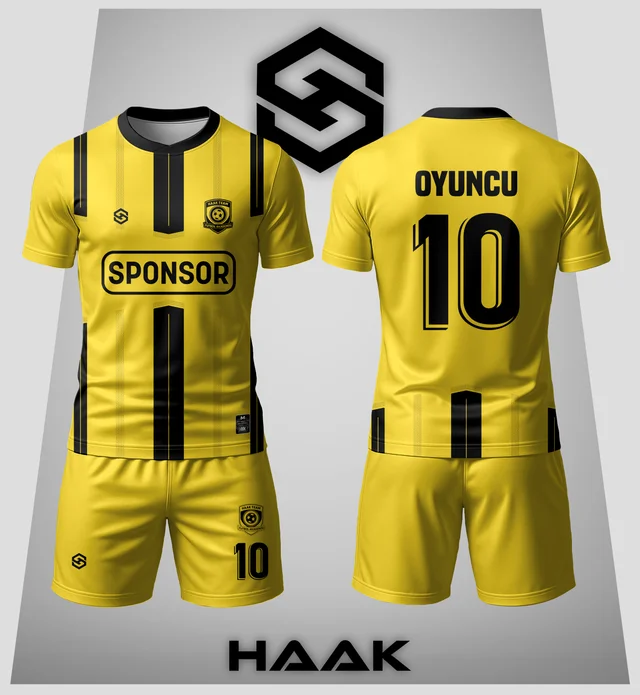 Sarı Siyah Dikey Çizgili Forma - HK0036F