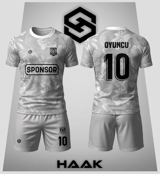 Gri Tonlu Çiçekli Desenli Forma - HK0139F