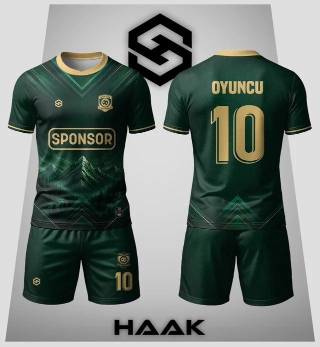 Zümrüt Yeşil Dağ Desenli Forma - HK0061F