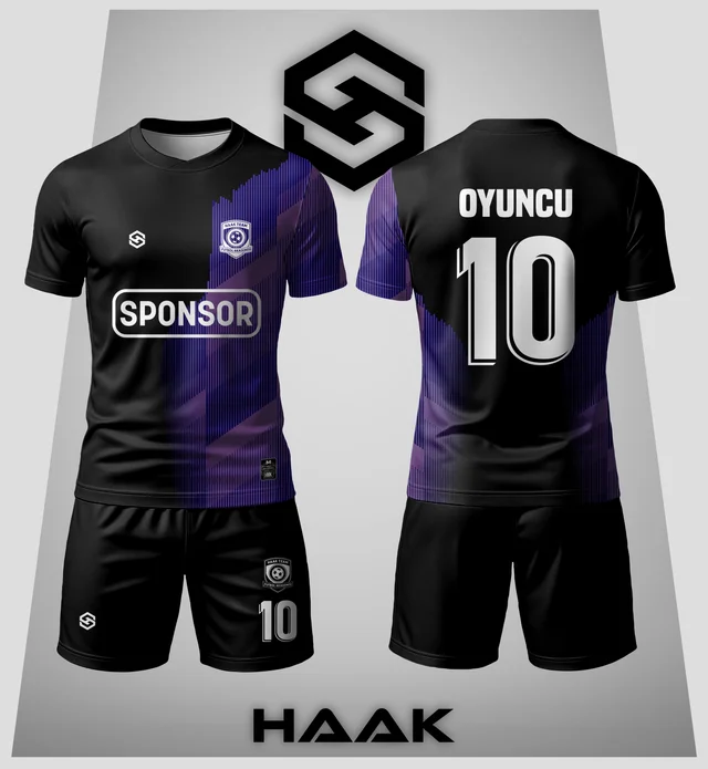 Mor Fırça Darbeli Siyah Forma - HK0018F