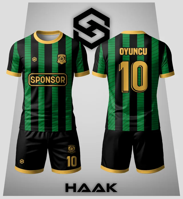 Yeşil Siyah Çubuklu Forma - HK0143F
