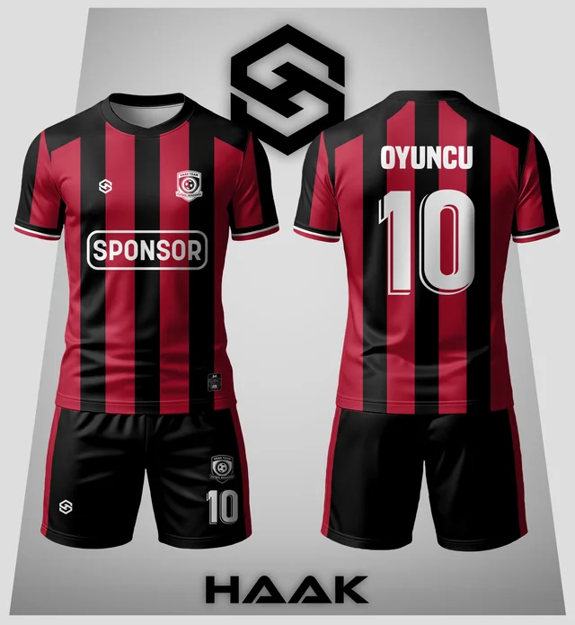 Kırmızı Siyah Çubuklu Forma - HK0065F