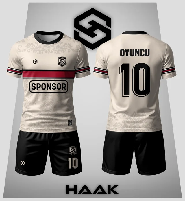 Krem Kırmızı Çizgili Forma - HK0087F