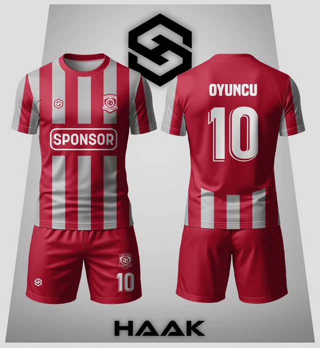 Kırmızı Gri Çubuklu Forma - HK0125F