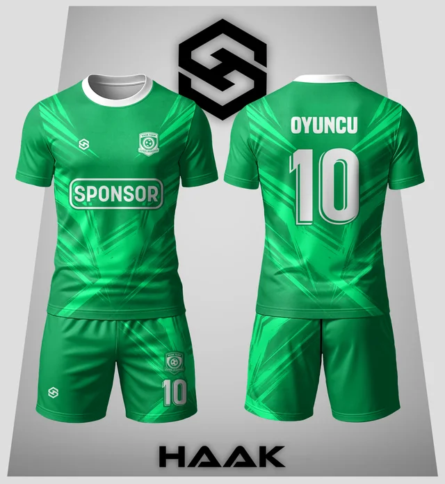 Zümrüt Yeşili Çizgili Forma - HK0132F