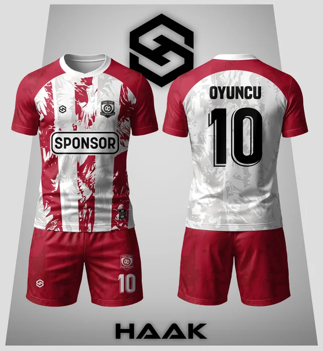 Kırmızı Beyaz Pençe Tasarım Forma - HK0048F