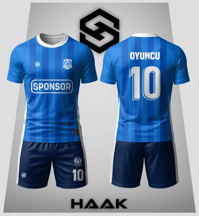 Mavi Çubuklu Futbol Forması - HK0096F
