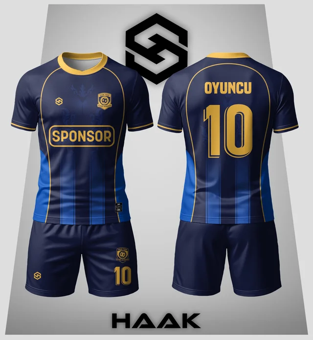 Lacivert Altın Çizgili Forma - HK0102F