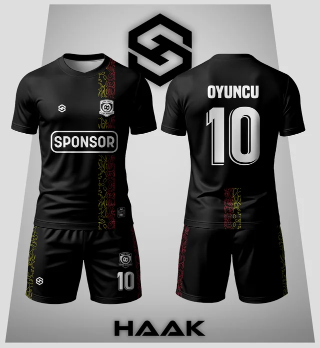Siyah Kırmızı Etnik Desenli Forma - HK0046F
