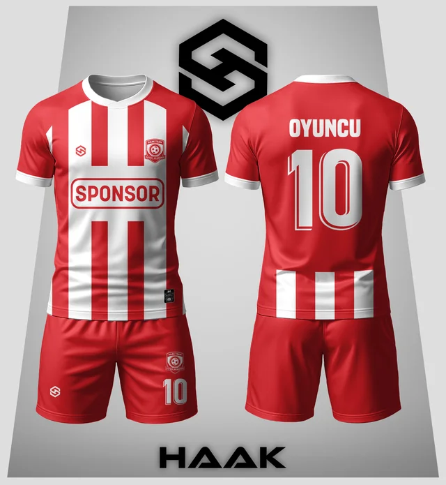 Kırmızı Beyaz Çubuklu Forma - HK0052F