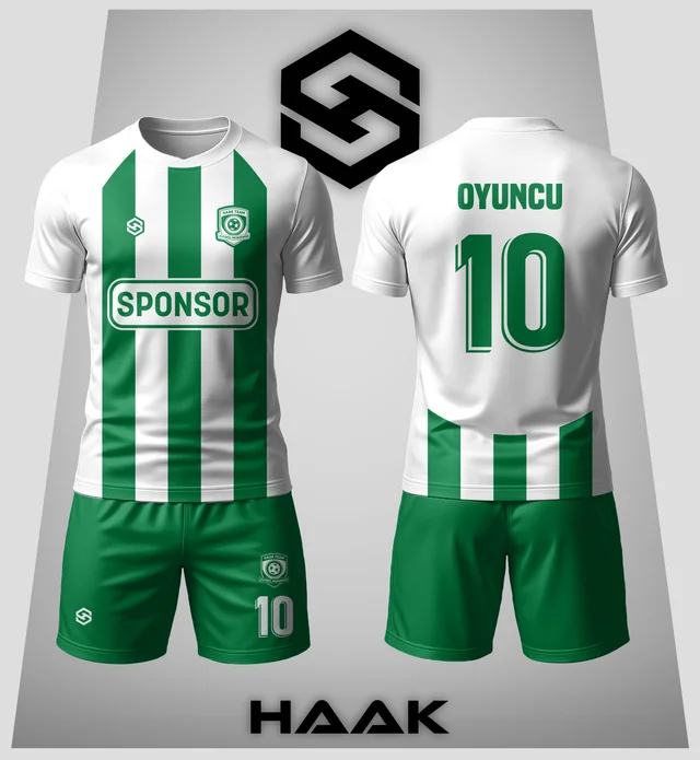 Beyaz Yeşil Çubuklu Forma - HK0121F