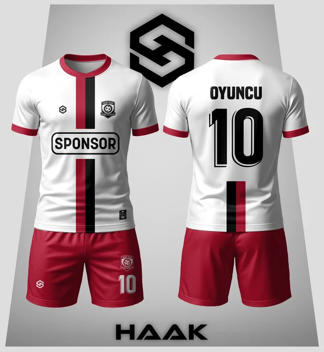 Beyaz Kırmızı Şeritli Forma - HK0026F