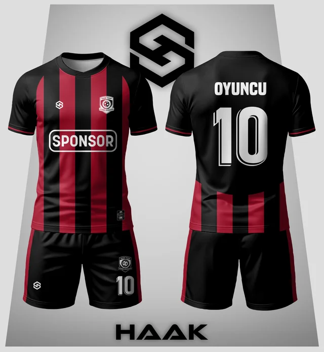 Kırmızı Siyah Çubuklu Forma - HK0083F