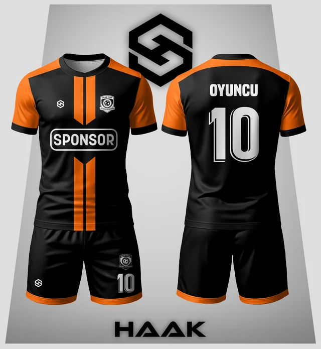 Turuncu Şeritli Siyah Forma - HK0112F