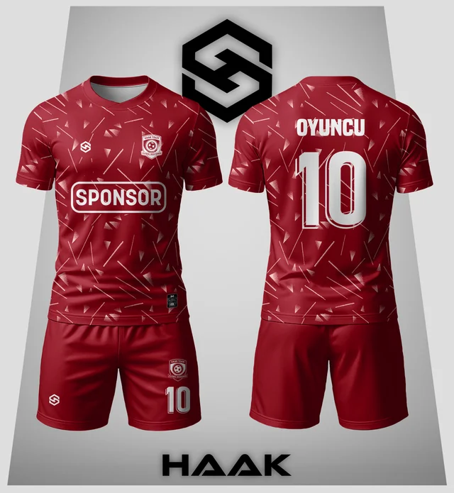 Koyu Kırmızı Çizgili Forma - HK0092F