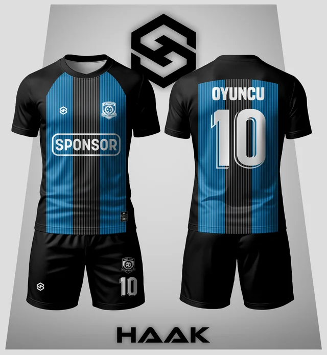 Mavi Siyah Dikey Çizgili Forma - HK0028F