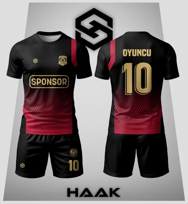 Siyah Kırmızı Çizgili Forma - HK0133F