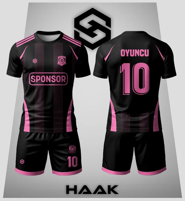 Pembe Detaylı Siyah Forma - HK0059F