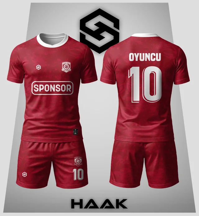 Bordo Beyaz Düz Forma - HK0023F