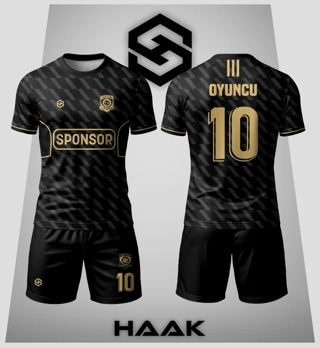 Altın Çizgili Siyah Forma - HK0142F