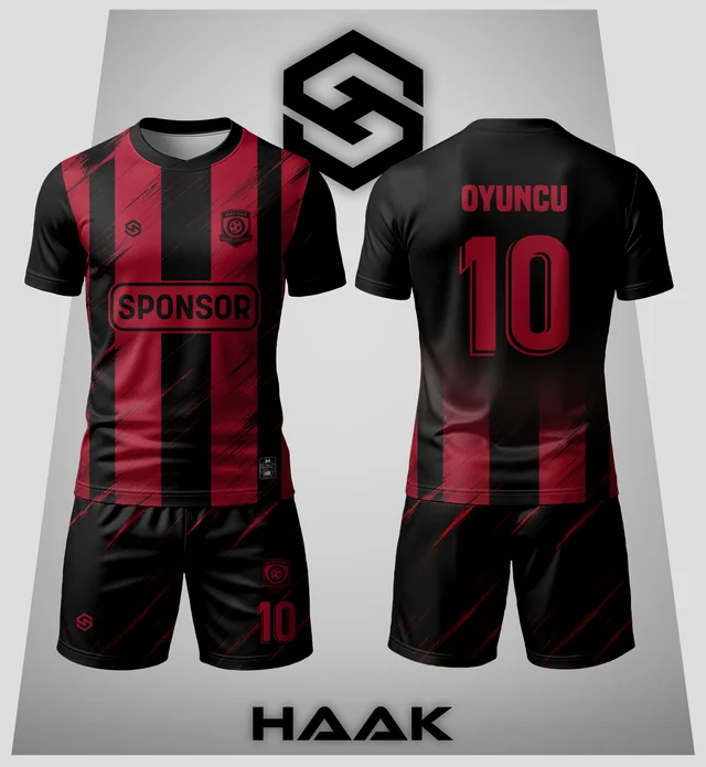 Kırmızı Siyah Çizgili Forma - HK0110F