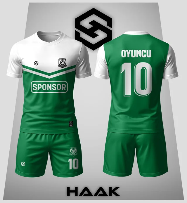 Beyaz Yeşil Şeritli Forma - HK0041F