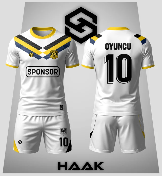 Beyaz Sarı V Yaka Forma - HK0009F