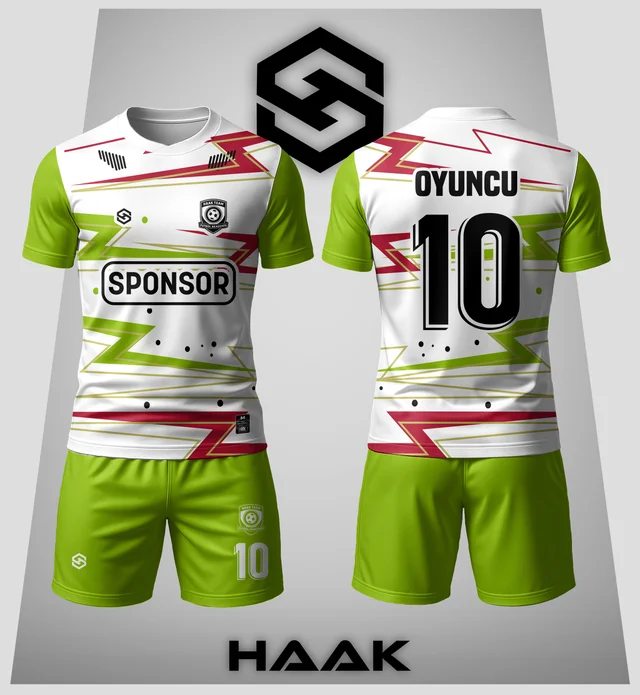 Beyaz Yeşil Zikzaklı Forma - HK0017F