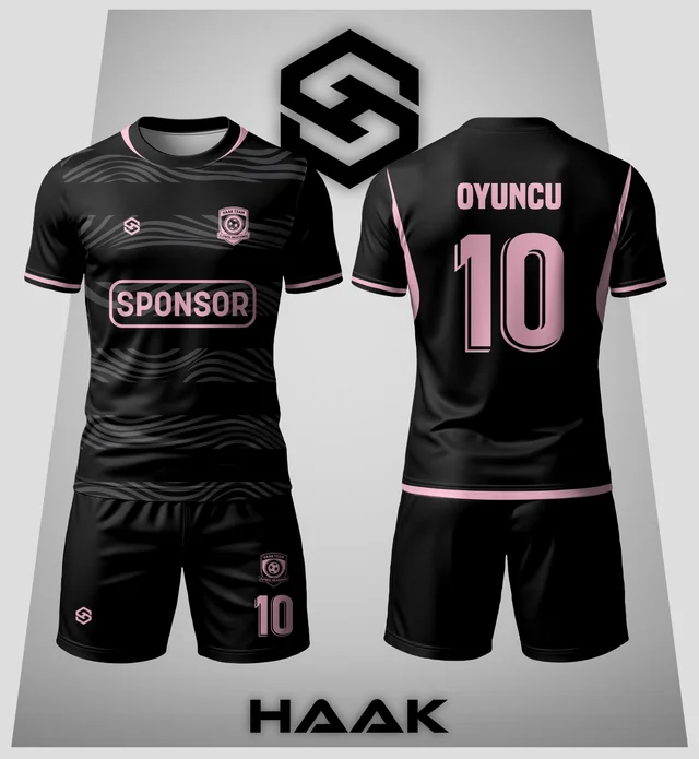 Pembe Detaylı Siyah Forma - HK0130F