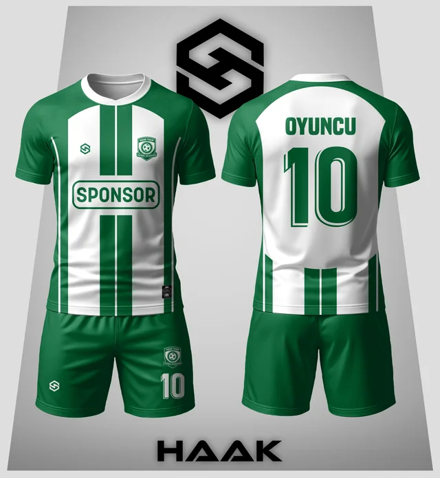 Yeşil Beyaz Çift Dikey Çizgili Forma - HK0001F